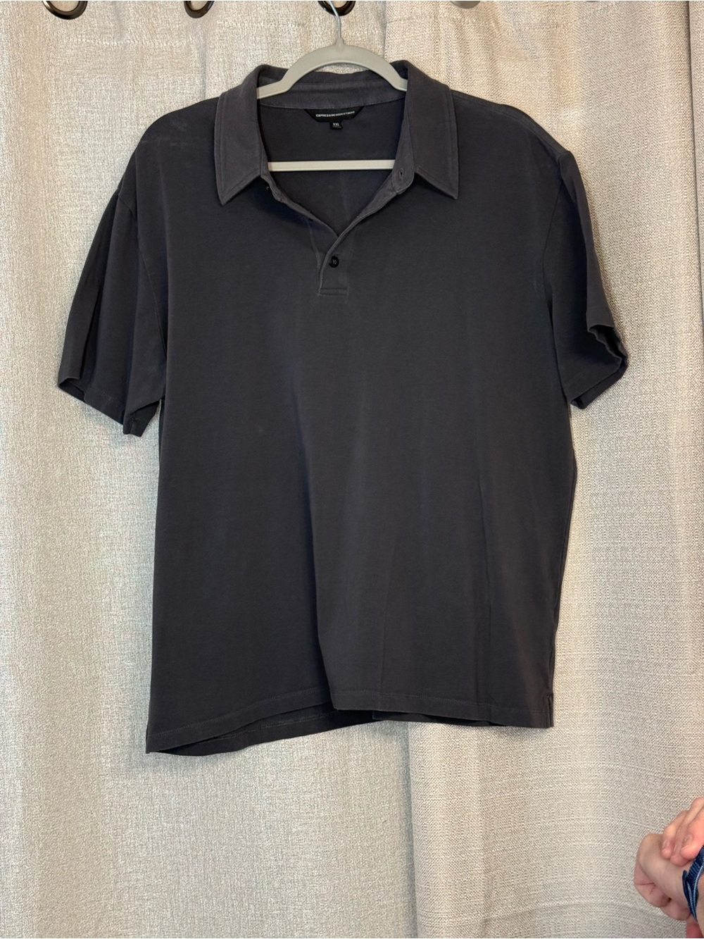 Express Men's Black Short-Sleeve Polo with Classic Collar